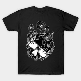 Overgrown skull. Mushrooms. Death - Life T-Shirt